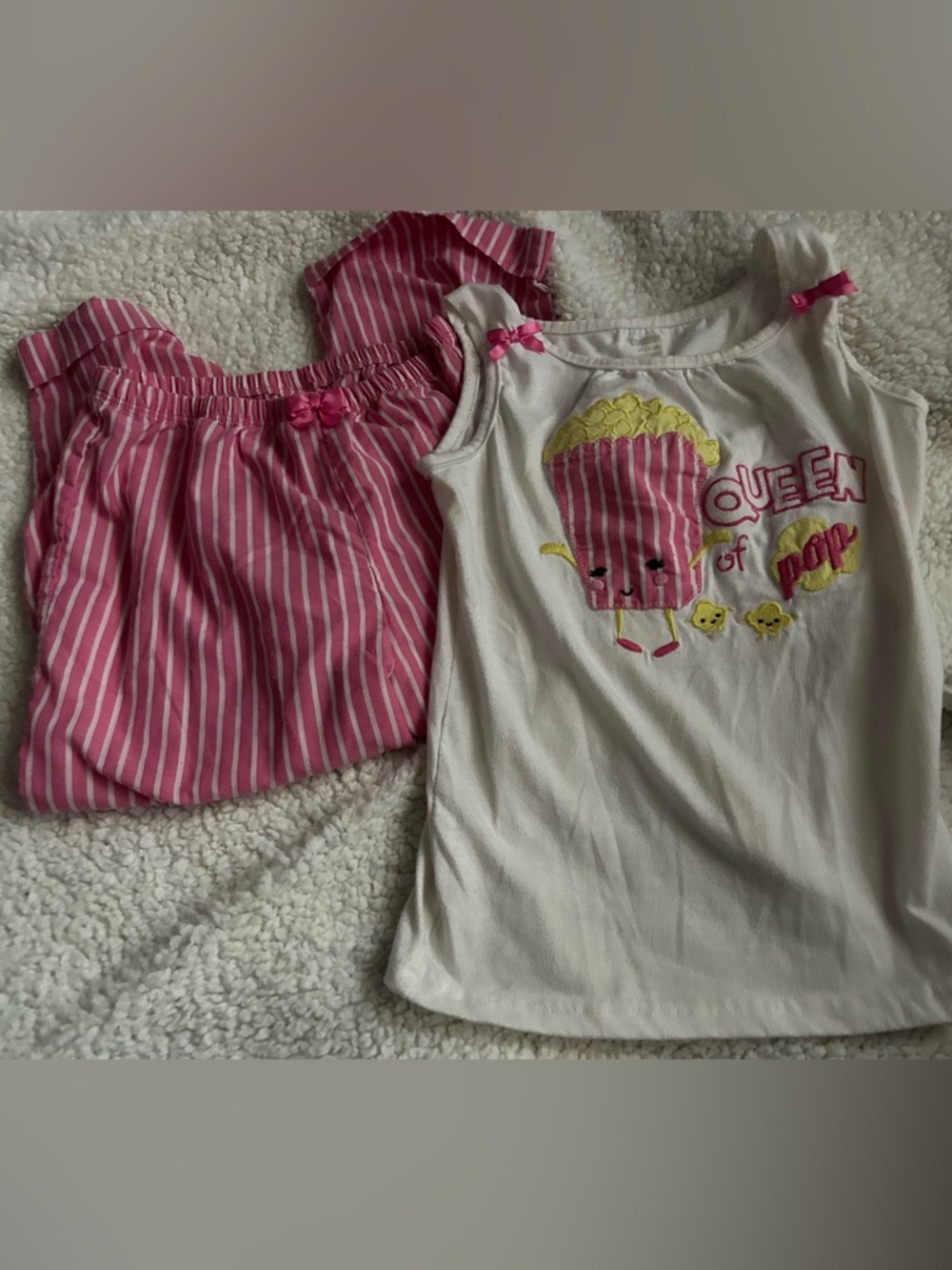 vintage Gymboree White Tank & Pink Stripe Popcorn queen Pajama Set